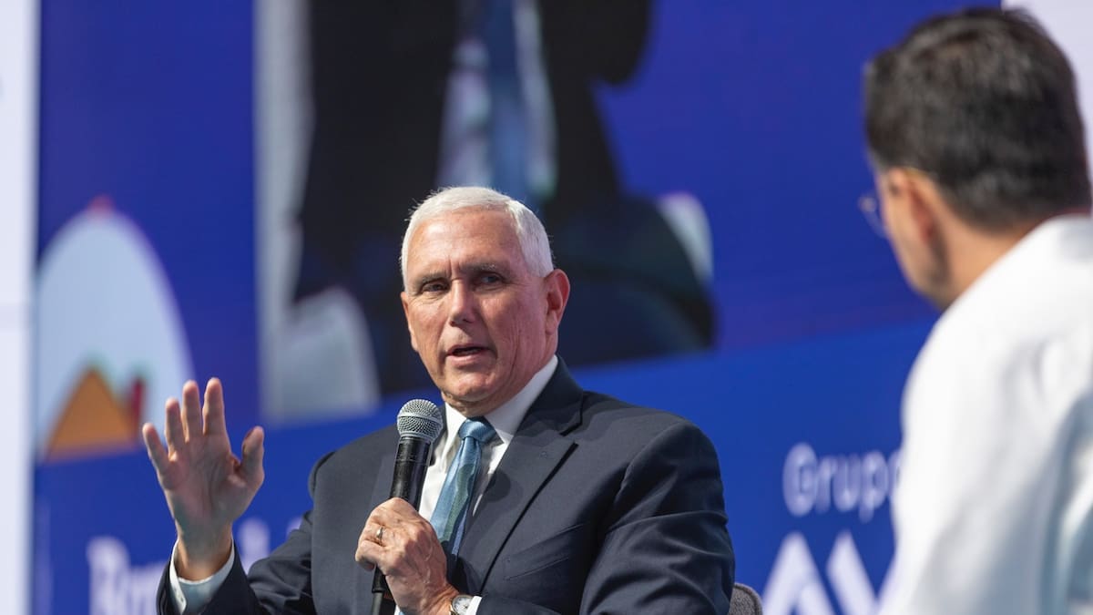 El exvicepresidente de los Estados Unidos, Mike Pence, en su intervención en la Convención Bancaria, en Cartagena. //Cortesía